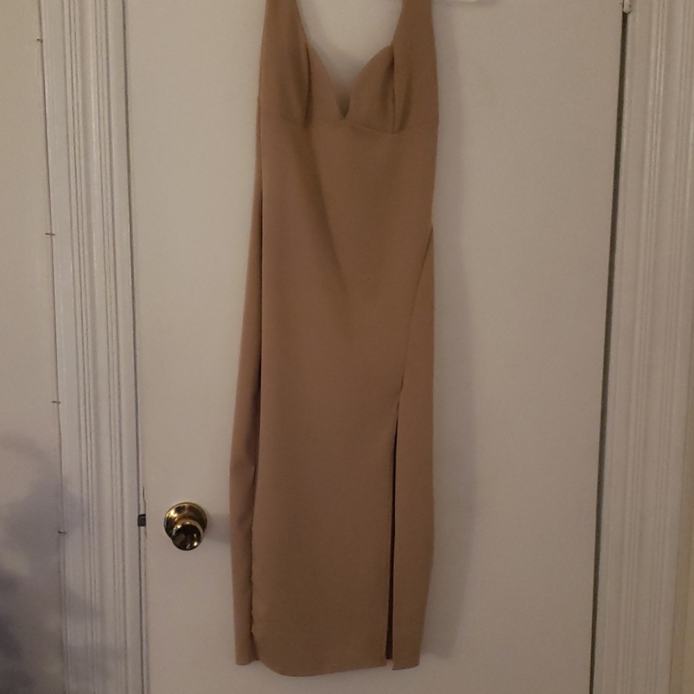 Tan Plunge Dress